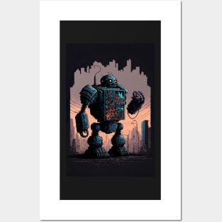 Giant futuristic robot attacking the city Posters and Art